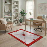 Red Carrom Board Geometric Area Rug