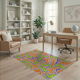 Vibrant Orange Green Purple Wavy Abstract Area Rug