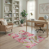 Pink Vibrant Pink Flamingo Coastal Area Rug