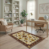 Floral Vintage Yellow Sunflower Floral Area Rug