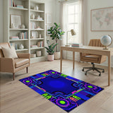 Neon Circuit Geometric Area Rug