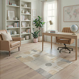 Beige and Neutral Beige Abstract Geometric Modern Area Rug