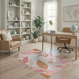 Blush Pink Abstract Leaf Area Rug