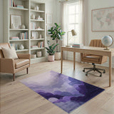 ODIKA Purple Cloud Abstract Washable Area Rug - Low Pile Non-Slip Living Room Decor