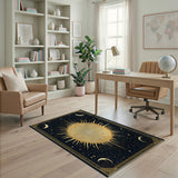 Celestial Golden Sun Mandala Area Rug