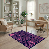 Pink Geometric Maze Racetrack Area Rug