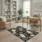 Coastal Beach Grey Grey Pebble Mosaic Area Rug