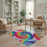 Multi-color and Patterns Vibrant Rainbow Swirl Area Rug