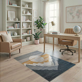 Grey Layered Mountains Sunrise Rug