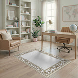 Ornate Floral Scroll Border Area Rug