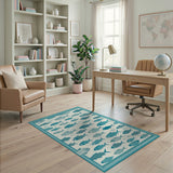 Blue and Teal Teal Fish School Coastal Area Rug