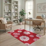 Bold Red Floral Bloom Area Rug