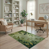 Vintage Green Leaf Berry Area Rug