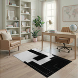 Geometric Modern Bold Black White Geometric Area Rug