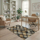 Brown and Tan Brown Tan Woven Basketweave Area Rug