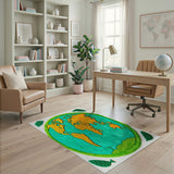 Playful World Globe Area Rug with Leaf Accents