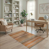 Vibrant Orange Striped Flatweave Area Rug