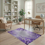 Purple Purple Lavender Floral Border Area Rug