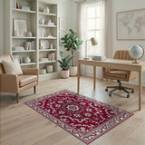 Ornate Red Persian Floral Medallion Rug