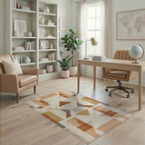 Tan Rust Geometric Modern Area Rug