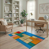 Geometric Modern Multi-color and Patterns Vibrant Multi-Color Geometric Area Rug