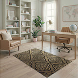 Opulent Gold Quatrefoil Medallion Rug