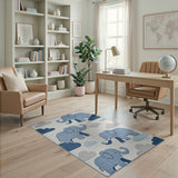 Playful Blue Elephant Cloud Kids Area Rug