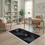 Layered Hearts Black White Abstract Area Rug
