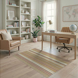 Vertical Striped Brown Tan Area Rug