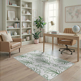 Green Leaf Vine Outline Area Rug