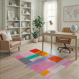 Multi-color and Patterns Vibrant Multi-Color Geometric Block Rug
