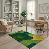 Vibrant Green Curved Geometric Area Rug