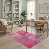 Red Bold Red Geometric Abstract Area Rug