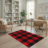 Red Rustic Farmhouse Red Black Buffalo Plaid Area Rug