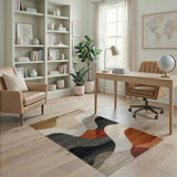 Abstract Area Beige and Neutral Abstract Wavy Neutral Area Rug