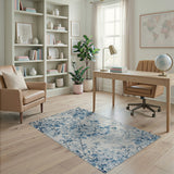 Floral Vintage Blue Peony Floral Vintage Area Rug