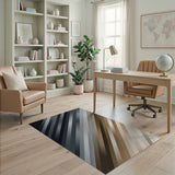 Modern Grey Diagonal Stripe Area Rug