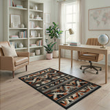 Bold Southwestern Geometric Area Rug Black Orange