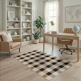 Rustic Brown Tan Plaid Woven Area Rug