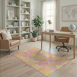 Vibrant Pink Yellow Geometric Modern Area Rug