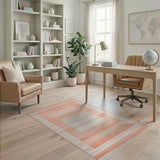 Framed Coral Orange Stripe Area Rug
