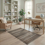 Brown Tan Wavy Stripe Distressed Area Rug