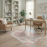 Red Outline Dahlia Floral Area Rug