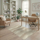 Brown Tan Wavy Lines Abstract Area Rug