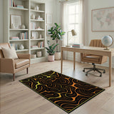 Vibrant Orange Swirl Abstract Orange Area Rug