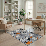 Adorable Cartoon Cats Grey Area Rug
