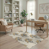 Beige Mustard Floral Vintage Area Rug