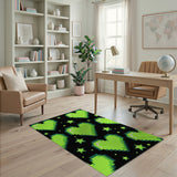 Green Pixel Hearts Area Rug