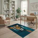 Fierce Tiger Gaze Geometric Area Rug