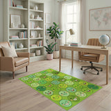 Green Smiley Faces Kids Cartoon Area Rug